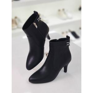 [머랭고]천연소가죽 백슬릿 앵클부츠힐 7cm (M23W04L)