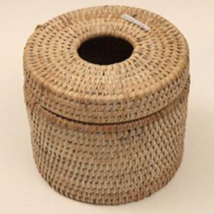 라탄 바구니  원형 티슈박스 (White)