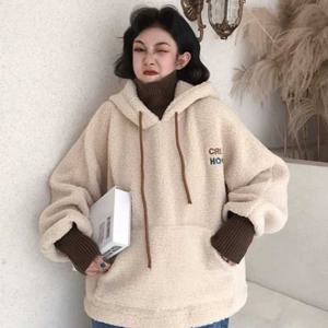 양털 후드티 뽀글이 후리스 겨울 나들이 캐주얼 패션