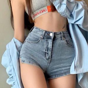 케러 밑단 옆트임 스판 데님 핫팬츠 숏팬츠 500283