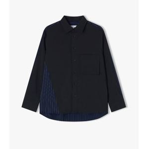 리버클래시 24FW 블랙 오버핏 사이드 절개 디테일 배색 셔츠 LKF31407