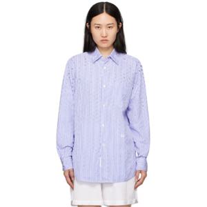 25 FW 이티스 여성 화이트   블루 오티스 셔츠 241640F109003