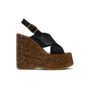 25 FW 끌로에 여성 블랙 맥심 웨지 힐 샌들 242338F125003
