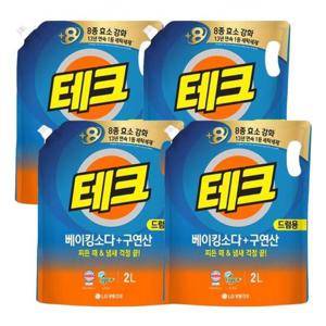 [LG생활건강] 테크 베이킹소다 구연산 액체세제 드럼용 리필 2L 4개