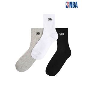 [엔비에이]남녀공용 엔비에이 로그 에센셜 스몰로고 3PACK MID SOCKS N255AO231P