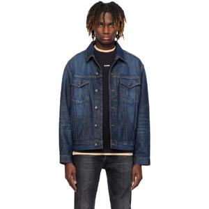25 FW Hugo 남성 블루 코튼 데님 재킷 251084M177002