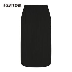 [팬텀] 여성 스트링 나일론 밴딩 미디 스커트 221E1PC381_BK