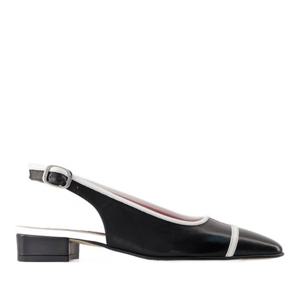 까렐 블랙 스무스 가죽 슬링백 샌들 332966 01 BLACK AND WHITE