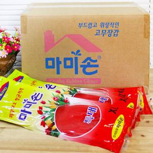 (BOX) 마미손 고무장갑 특대 XL 레드 100켤레 식품용장갑 설거지용장갑 주방용장갑 부엌용장갑 부엌장갑 컬