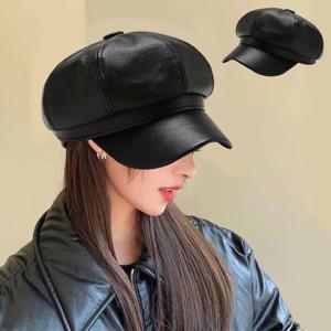 레더 팔각모 빵모자 패션아이템 패션모자 여성용 깔끔