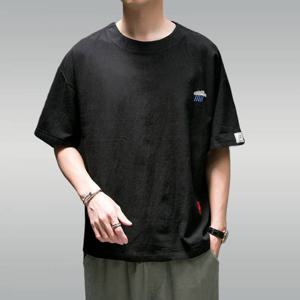 [모로엠] 오버핏 린넨셔츠 남자 반팔티 라운드 티셔츠 DMG-TSH-Q4226347