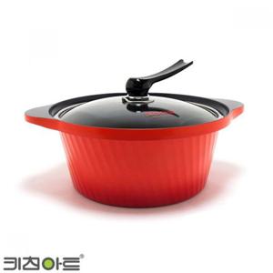 인테리어 키친아트 세라믹냄비Y 32cm 양수 통주물냄비 오렌지