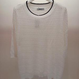Destijl HC06 찰랑찰랑한 펀칭꽈배기 품편한 옆트임 5부반팔 라운드 니트티 D2552sw12I