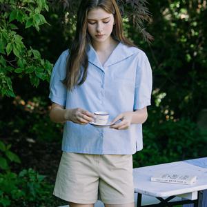 Marine Collar Half-sleeves Shirt_Light Blue [N22SMSH007]