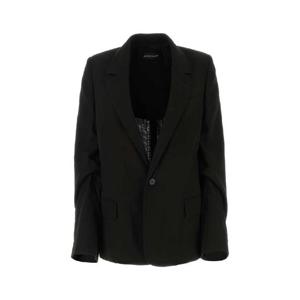 ANN DEMEULEMEESTER 블랙 코튼 렌스케 블레이저 2301WJA11FA236 099