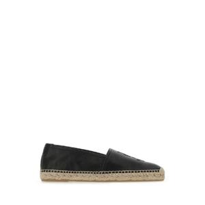 SAINT LAURENT 블랙 가죽 모노그램 에스파드리유 5096160AS00 1000