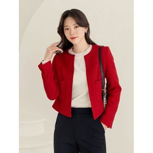 [시크라인]럭키 라운드 투포켓 부클 트위드 자켓 빅사이즈/데일리룩/오피스룩