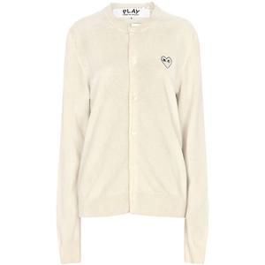 꼼데가르송 25SS 화이트 화이트 하트 로고 울 카디건 AX-N065-051-3