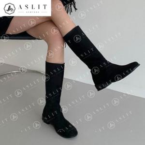 [애슬릿] 데일리 모던 낮은 통굽 뒷지퍼 롱 부츠