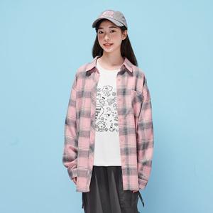 [에꼴리에] 여자 가을신상 오버핏 빈티지 핑크 체크셔츠(25C5381)