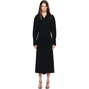 25 FW 빅토리아베컴 여성 블랙 폴로 셔츠 미디 드레스 252784F054001