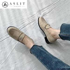 [애슬릿] 여자 라운드 금장 키높이 로퍼 구두 3.5cm