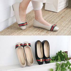 [애슬릿] 빅사이즈 리본 여성 플랫 슈즈 1.5cm