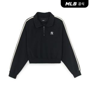 [MLB공식] 25F 여성 바시티 스포티브 컬시브 반집업 맨투맨 NY (Black) 3FMTV1354