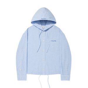 와키윌리 W 체크 시어서커 후드 버튼 셔츠 B1 WA2501SH61 SB CM