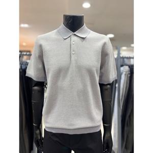 [레노마 옴므]S/S 라이트 블루 면혼방 카라넥 반팔 니트 RFPKT64