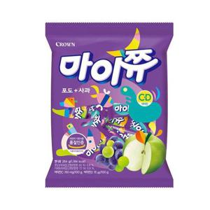 마이쮸 포도+사과 284g 크라운제과 마이쮸 포도사과 284g 크라운제과 과자 스낵 탕비실과자 탕비용품 가공식품 크라운