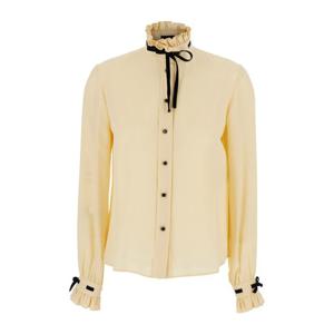 발렌티노 러플 칼라 블랙 리본 타이 블라우스 7B3AB7U5 21BR8E