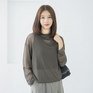 엄마옷 마담4060 망사시스루 후드 티셔츠 중년여성 데일리 -ZTE2508014-