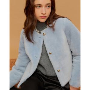 질스튜어트 뉴욕 여성 24FW 블루 단색 양모피 점퍼 JSJU4D510B1