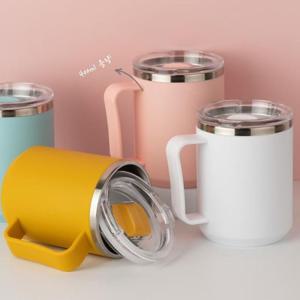 로하스 스텐 머그컵400ml(1개) 손잡이 뚜껑 머그