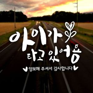 캘리 아이가타고 새싹 화이트 자동차스티커-반사