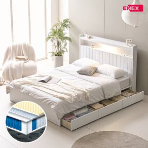 로제 LED 넉다운 3단서랍 벙커수납 침대 SS-한봉합 7존 블랙 매