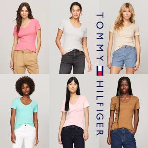 타미힐피거 TOMMY HILFIGER 76J4871 여자 Favorite  V-Neck 코튼 반팔 티셔츠