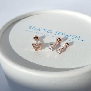 +1 쁘띠 나비 큐빅 피어싱 3종세트