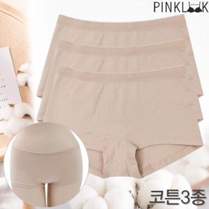 [핑크룩] 90~105 순면 위생팬티 드로즈사각여성팬티3P/베이지