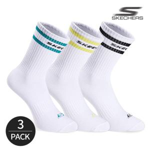 스케쳐스 여성 투링글 컬러배색 크루삭스 3P_BK/LGN/DC