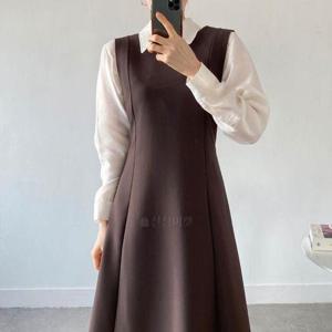 여자 A라인 프린세스라인 민소매 정장 하객 원피스
