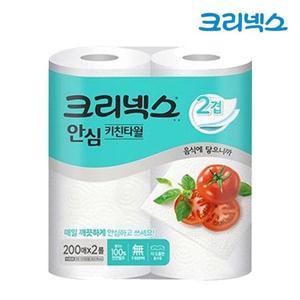 [땡큐온]크리넥스 안심 키친타월 2겹 200매 x2롤 10팩