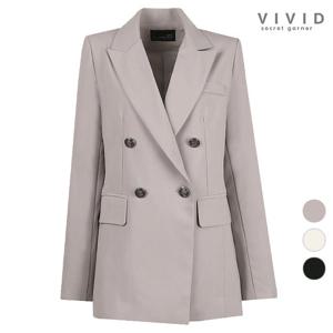 VIVID 여성 솔리드 봄여름 정장 더블자켓