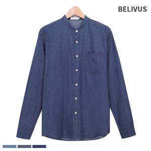 [빌리버스]빌리버스 남자 데님 셔츠 BBI004 무지 일반핏 차이나
