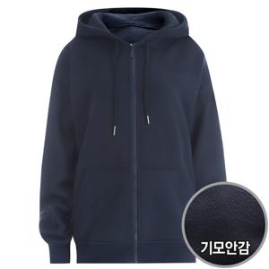 오버핏 공용 베이직 기모 후드 집업 점퍼 LEB-WJP-1642-네이비