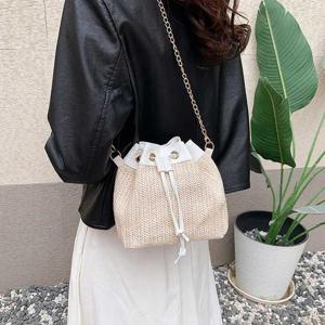 [라일리] Rly 복조리 디자인 골드 체인 트위드 패턴 크로스백