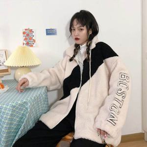 양털집업 여성 양털 겨울 집업 트렌디 캐주얼 영문 스트릿