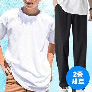 [텐제로]남녀공용 여름 더위순삭 아이스쿨 반팔티+9부바지세트 S24TP1508
