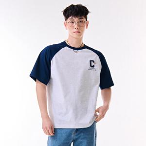 공용 라글란 배색 반팔 티셔츠-DBRU5842D0E